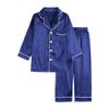 MYGBCPJS 2Pcs Boys Girls Satin Pajamas Set Long Sleeve Classic Silk Pjs Sleepwear Button-Down Top + Pants Loungewear view 1