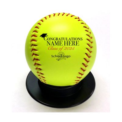 Ballstars Custom Softball Graduation Gift Personalized with Name & School Logo for Him, Her, Graduate | Congratulations Class of 2025 for Middle, High School, or College