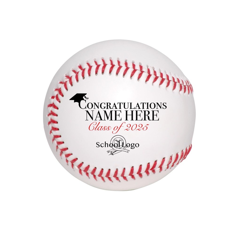 Ballstars Custom Baseball with Base Graduation Gift Personalized with Name & School Logo for Him, Her, Graduate, Son, Daughter| Congratulations Class of 2025 for Middle, High School, or College