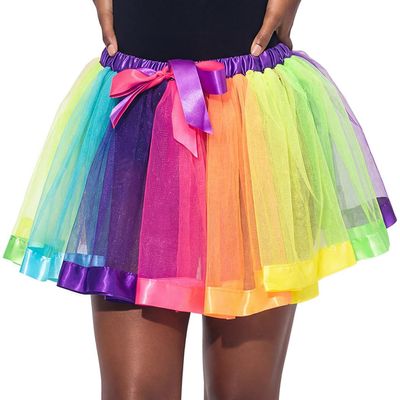 TWINKLEDE Women Rainbow Tutu Skirt Colorful Rave Clown Costume Tutus Skirt for Adult (A Rainbow)