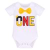IWEMEK Baby Boys Formal Gentleman Mouse One 1st Birthday Cake Smash Outfit Tuxedo Bow tie Romper Suspenders Short Bib Pants Overalls 3D Ear Headband Halloween Costume Set Polka Dot-red 12-18 Months view 3