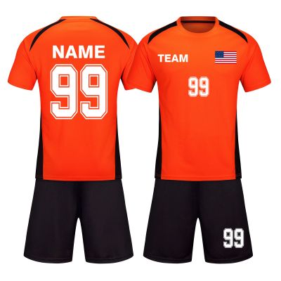 HDSD Custom Soccer Jersey Personalized Soccer Shirt Boys Girls Soccer Short Soccer Socks Men Women Customa Customized with Name Number Team Logo (Orange)