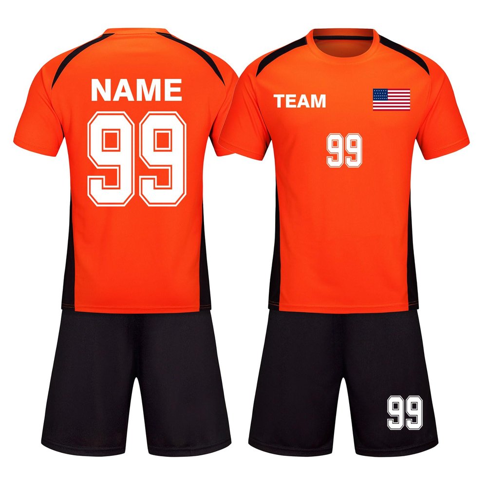HDSD Custom Soccer Jersey Personalized Soccer Shirt Boys Girls Soccer Short Soccer Socks Men Women Customa Customized with Name Number Team Logo (Orange)