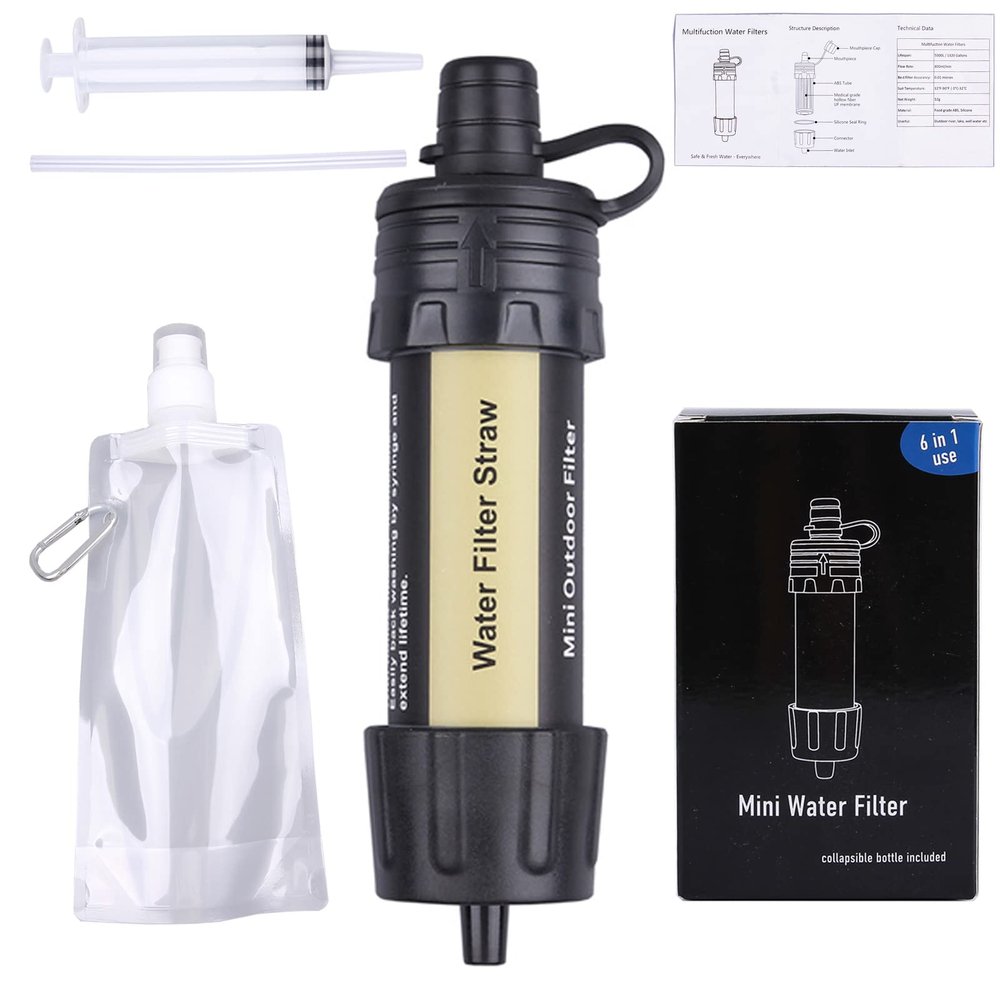 Outdoor Mini Water Filter,100000 Gallons Camping Water Filter,0.01m Backpacking Water Filter for Hiking Emergency Wilderness Expedition