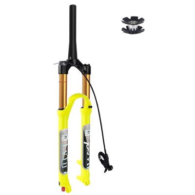 LvTu 26 27.5 29 inch Mountain Bike Suspension Fork Travel 130mm, 1-1/8 Straight Tube/Tapered Tube Disc Brake Air Forks (Color : Tapered Remote Lock Out, Size : 26 inch)