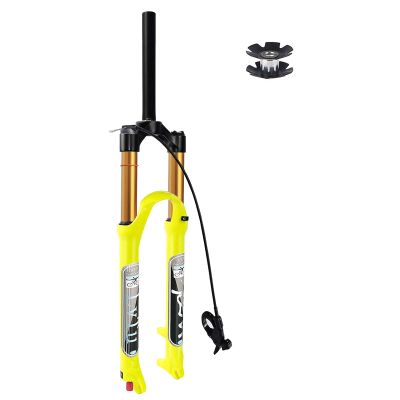 LvTu 26 27.5 29 inch Mountain Bike Suspension Fork Travel 130mm, 1-1/8 Straight Tube/Tapered Tube Disc Brake Air Forks (Color : Straight Remote Lock Out, Size : 29 inch)