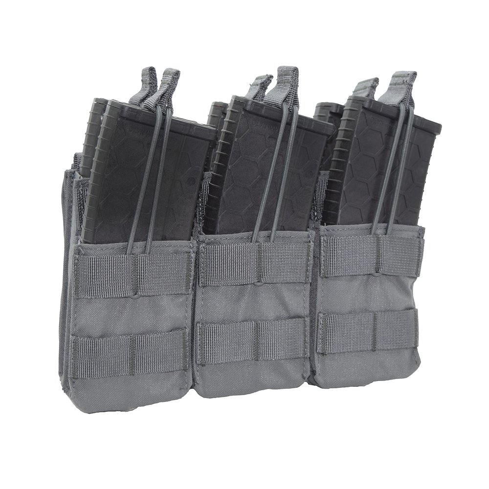 Triple Stacker Open Top M4 Mag Pouch (Wolf Grey)