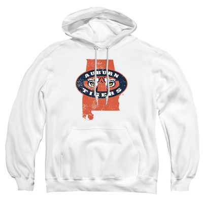 Auburn University Official State Shape Unisex Adult Pull-Over Hoodie,White, 2X-Large