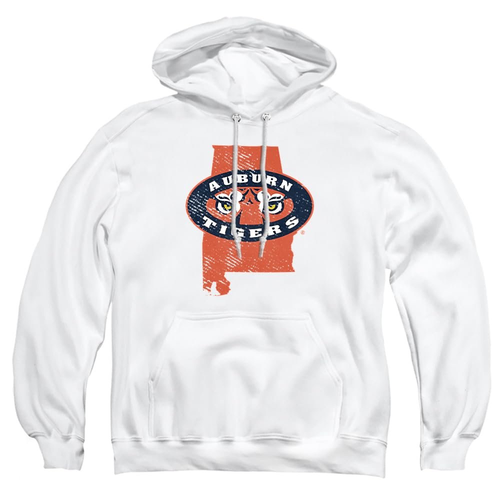 Auburn University Official State Shape Unisex Adult Pull-Over Hoodie,White, 2X-Large