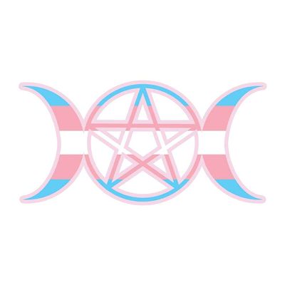 LGBT Transgender Triple Moon Goddess Pentagram Pride Flag - 4 Inch Full Color Vinyl Decal for Indoor or Outdoor use, Cars, Laptops, Dcor, Windows, and More