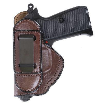 Maxx Carry Tuckable IWB Leather Holster for Accutek AT-380. Inside The Pants Holster for Tuck in Conceal Carry. Brown Left Hand.
