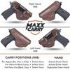 Maxx Carry Tuckable IWB Leather Holster for Accutek AT-380. Inside The Pants Holster for Tuck in Conceal Carry. Brown Left Hand. view 4
