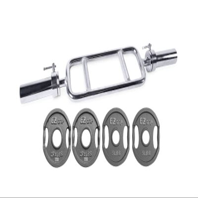 Ader 2'' Olympic Tricep Bar 34'' w/Collars & Ader Gray EZ Grip Plates (15lb Set)