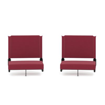 Flash Furniture Grandstand Portable Stadium Seats for Bleachers or Benches, Folding Padded Stadium Chairs with Handle, Pack of 2, 500 lb. Weight Capacity, Maroon