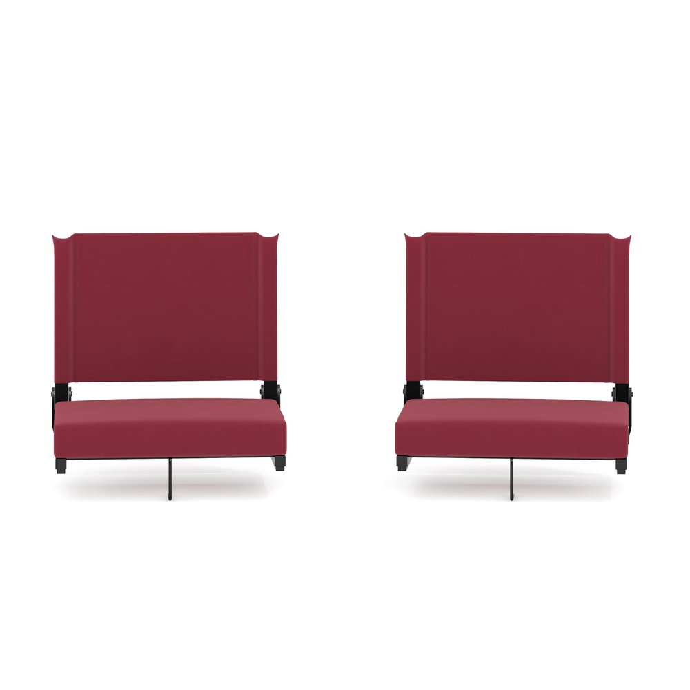 Flash Furniture Grandstand Portable Stadium Seats for Bleachers or Benches, Folding Padded Stadium Chairs with Handle, Pack of 2, 500 lb. Weight Capacity, Maroon