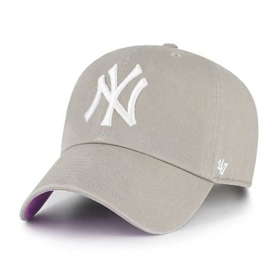 47 MLB New York Yankees Ball Park Clean Up Adjustable Hat, Adult One Size Fits All (New York Yankees Gray Pink)