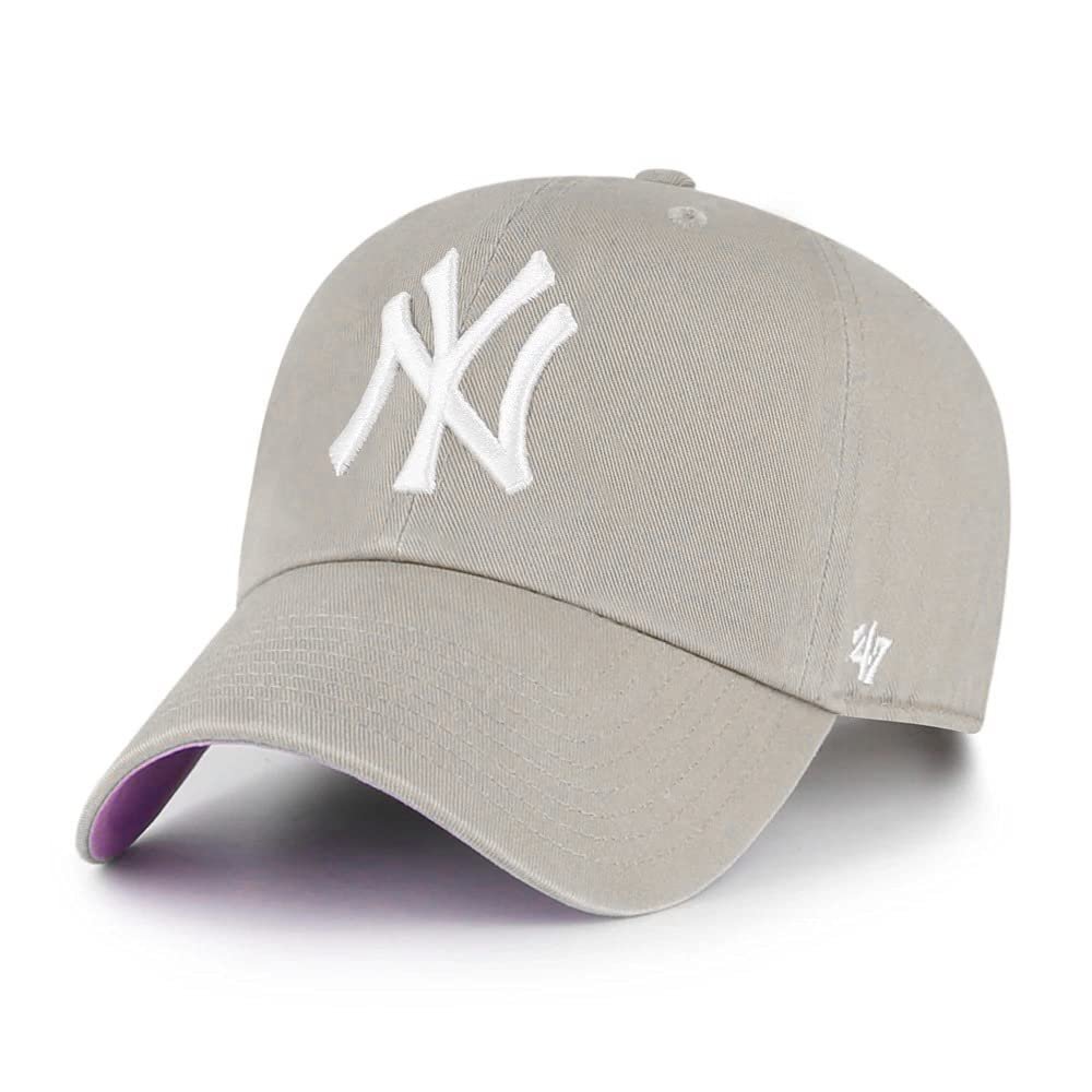 47 MLB New York Yankees Ball Park Clean Up Adjustable Hat, Adult One Size Fits All (New York Yankees Gray Pink)