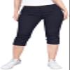 2LUV Women's Stretchy Soft Skinny Easy Fit Stretchy 5 Pocket Mid-Rise Solid Color Classic Skinny Capri Uniform Pants Ultra Stretch Comfy Navy 15 view 1