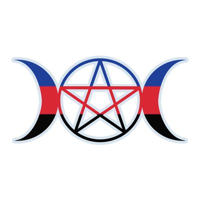 Dark Spark Decals LGBT Polyamorous Triple Moon Goddess Pentagram Pride Flag - 3 Inch Full Color Vinyl Decal for Indoor or Outdoor use, Cars, Laptops, Dcor, Windows, and More