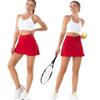 Betaven Pleated Tennis Skirts for Women with Pockets Build in Shorts Golf Skort High Waisted Athletic Running Activewear,A-Dark Red,X-Large view 4