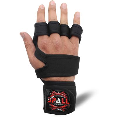 Spall Pro US Fingerless Workout Gloves - Weight Lifting Cross Fit Gloves with Wrist Support Perfect for Gym Fitness, Cross Training, Hand Support Powerlifting & Pull Ups(Large, Black)