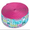 Country Brook Design - Love and Peace Ribbon on Rose Nylon Webbing (1 Inch, 50 Yards) view 1