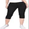 2LUV Women's Stretchy Soft Skinny Easy Fit Stretchy 5 Pocket Mid-Rise Solid Color Classic Skinny Capri Uniform Pants Ultra Stretch Comfy Black 15