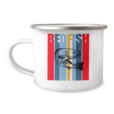 Redfish Fishing Mug for Red Drum Fish Lovers, Fisherman Campfire Mug, Enamel Spottail Fish Coffee Cup, Birthday, Father's Day, Mother's Day