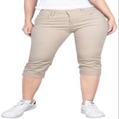 2LUV Women's Stretchy Soft Skinny Easy Fit Stretchy 5 Pocket Mid-Rise Solid Color Classic Skinny Capri Uniform Pants Ultra Stretch Comfy Khaki 11