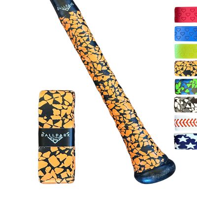 Ballpark Elite Bat Grip Tape for Baseball/Softball | 1.10 MM Precut Baseball Bat Grip Replacement | Orange and Black Pebble Camo