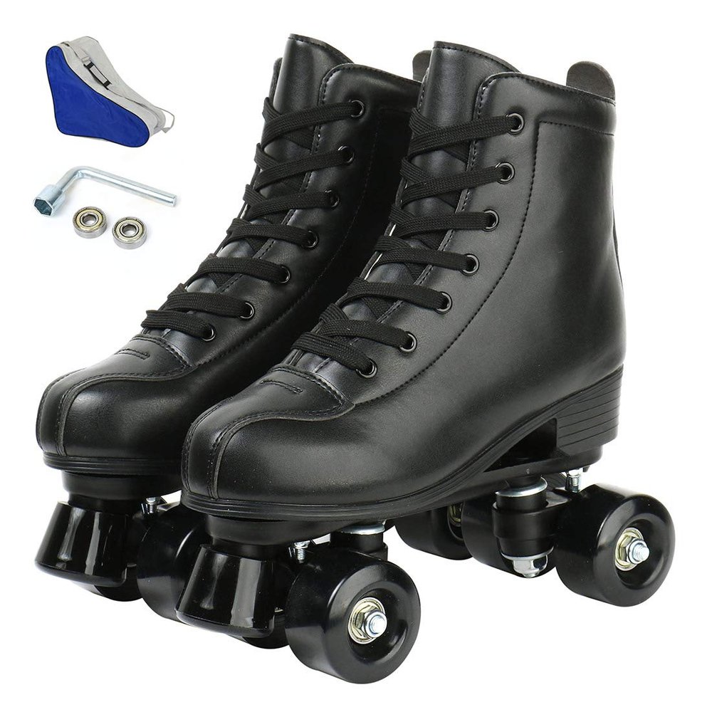 XUDREZ Women's Men's Roller Skates Shiny Double Row Four Wheels with Shoes Bag