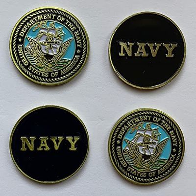 4 New US Navy Double Sided Golf Ball Markers