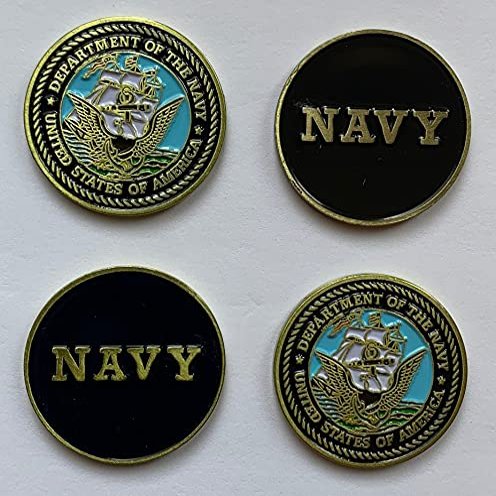 4 New US Navy Double Sided Golf Ball Markers