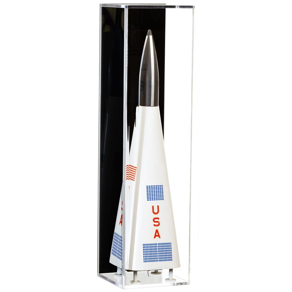 Better Display Cases Model Rocket Acrylic Display Case with Black Back and Wall Mount (Vertical or Horizontal) - (D04/A021-BB-WM)