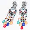 1 inch 25mm 316L Surgical Steel Multicolor Beads Tassel Dangle Ear Gauges Piercing Flesh Tunnels Plugs Statement Earrings view 3