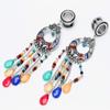 1 inch 25mm 316L Surgical Steel Multicolor Beads Tassel Dangle Ear Gauges Piercing Flesh Tunnels Plugs Statement Earrings view 4