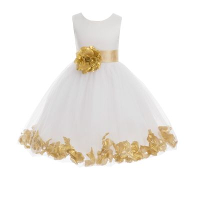 Wedding Pageant Flower Petals Girl Ivory Dress with Bow Tie Sash 302a 12-18m