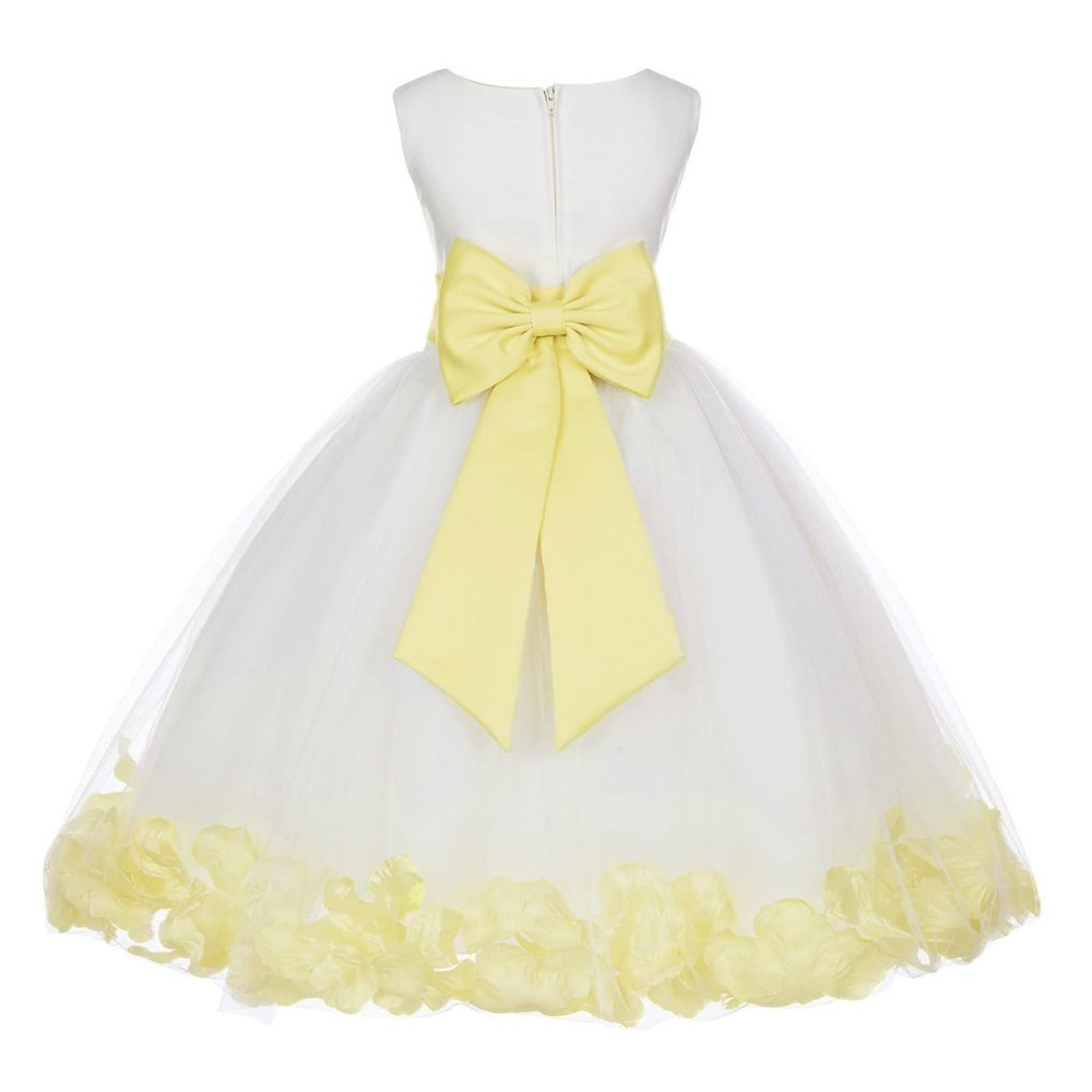 Wedding Pageant Rose Flower Petals Tulle Ivory Flower Girl Dress Toddler Recital 302T S