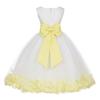Wedding Pageant Rose Flower Petals Tulle Ivory Flower Girl Dress Toddler Recital 302T S view 1