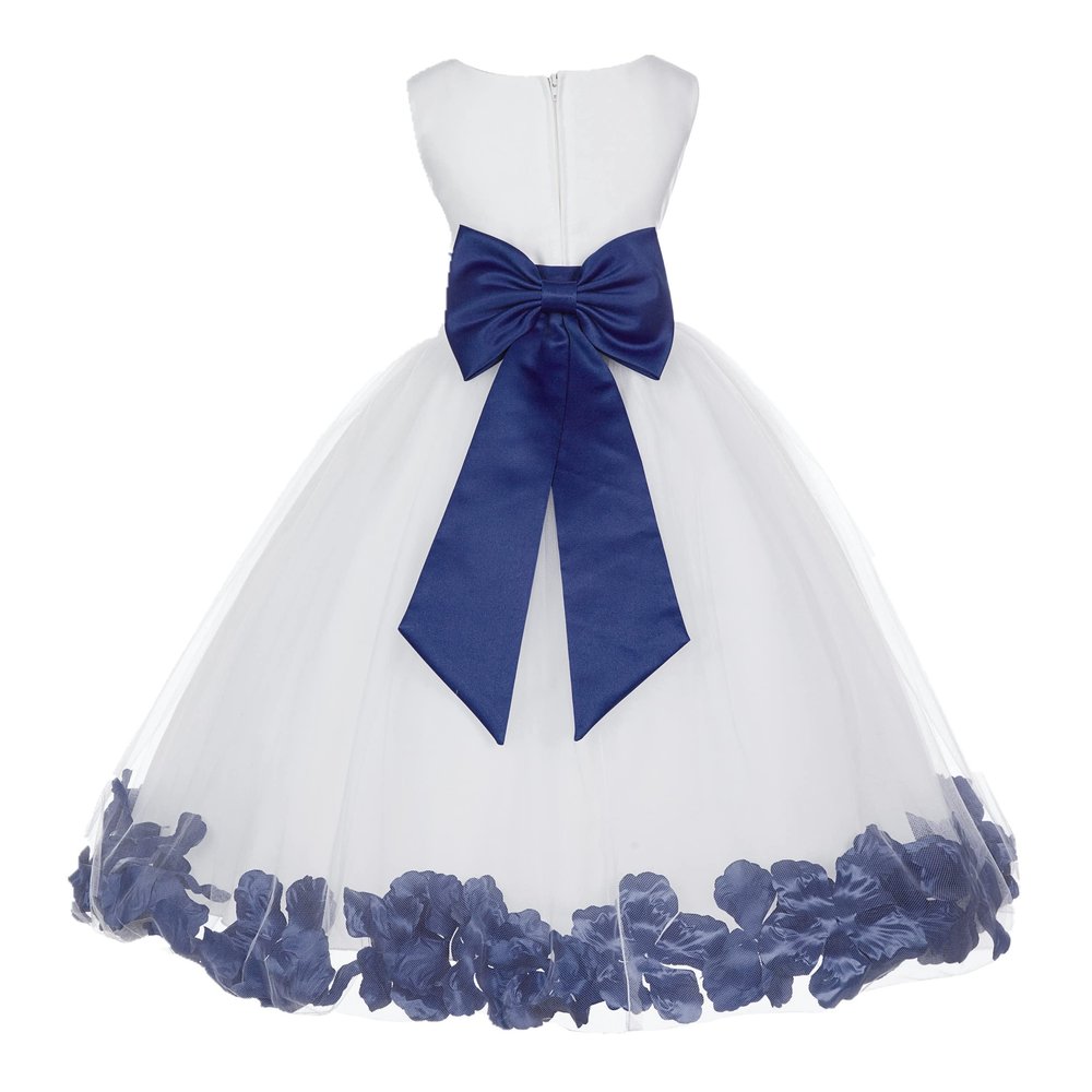 Wedding Pageant Flower Petals Girl Ivory Dress with Bow Tie Sash 302a 12-18m