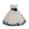 Wedding Pageant Flower Petals Girl Ivory Dress with Bow Tie Sash 302a 12-18m view 2