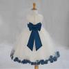 Wedding Pageant Flower Petals Girl Ivory Dress with Bow Tie Sash 302a 12-18m view 3