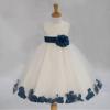 Wedding Pageant Flower Petals Girl Ivory Dress with Bow Tie Sash 302a 12-18m view 4