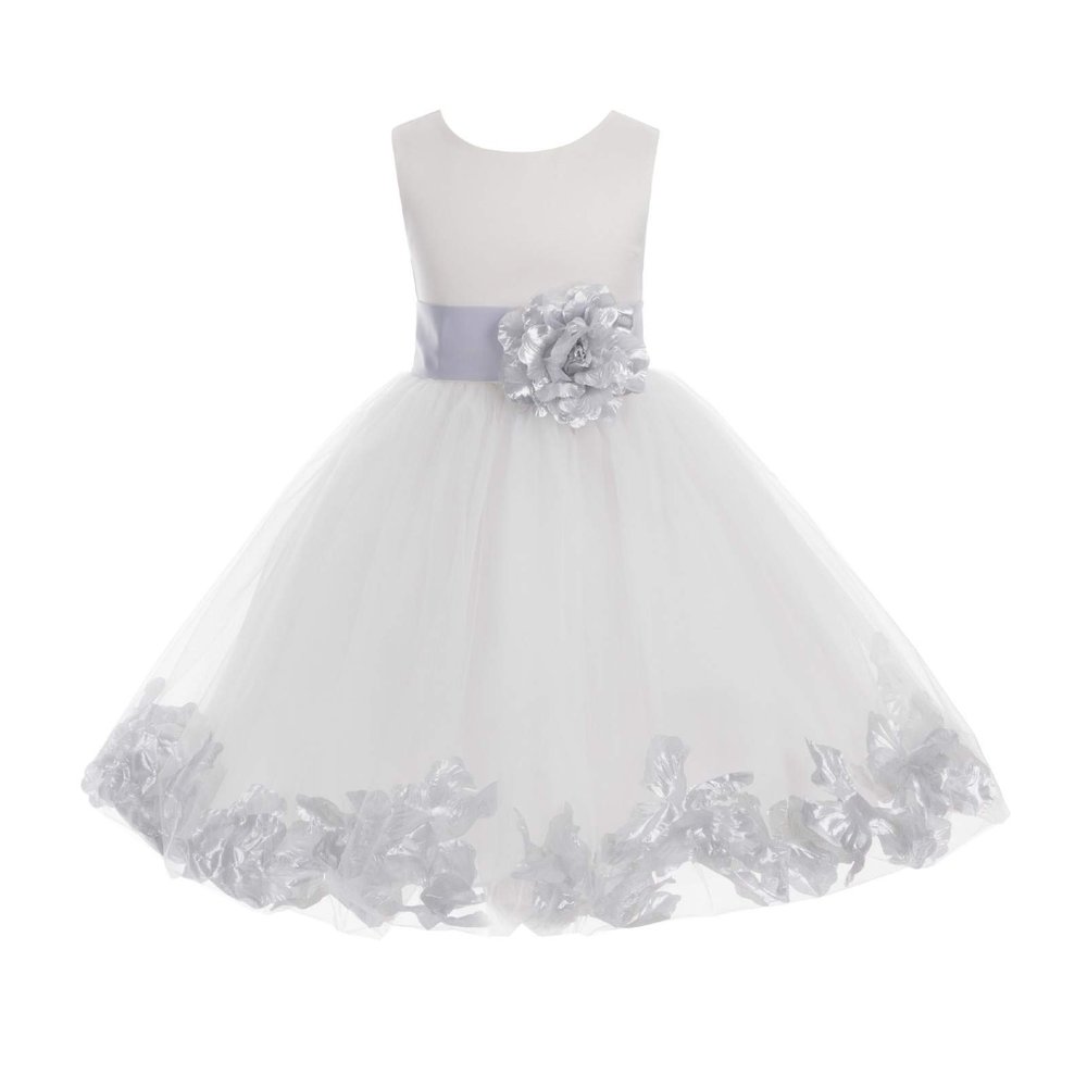 Wedding Pageant Flower Petals Girl Ivory Dress with Bow Tie Sash 302a 12-18m