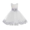 Wedding Pageant Flower Petals Girl Ivory Dress with Bow Tie Sash 302a 12-18m view 1