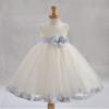Wedding Pageant Flower Petals Girl Ivory Dress with Bow Tie Sash 302a 12-18m view 3