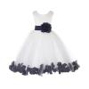Wedding Pageant Flower Petals Girl Ivory Dress with Bow Tie Sash 302a 12-18m view 2