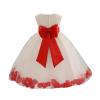 Wedding Pageant Flower Petals Girl Ivory Dress with Bow Tie Sash 302a 12-18m view 1