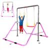 Gymnastics Bar for Kids Expandable Kip Bar 3 in 1 Set with Swing Seat, 2 Trapeze Rings Height Adjustable - Gymnastic Horizontal Bar Monkey Bar Jungle Gym Junior Training Gymnasts Balance Bar (Pink) view 2