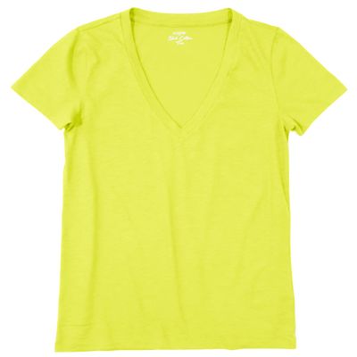 J.Crew Mercantile Women's Short Sleeve Vintage-Cotton V-Neck Tee (XS, Neon Citrine)